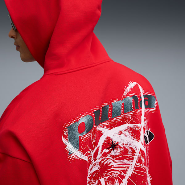 PUMATECH Boxy Fleece Hoodie Men, For All Time Red, extralarge