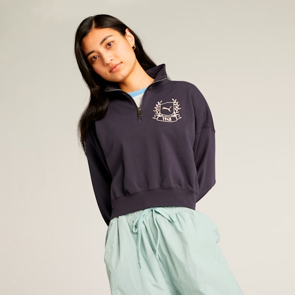 ウィメンズ ワードローブ ESS＋ ハーフジップ スウェット, New Navy, extralarge-JPN