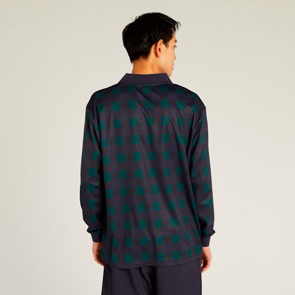 メンズ ワードローブ ESS＋ フットボール チェック 半袖 シャツ, New Navy, extralarge-JPN