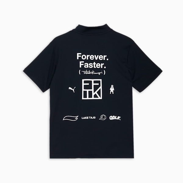 メンズ ゴルフ PUMA x FFTK ビッグ レーベル モックネック 半袖 ポロシャツ, PUMA Black, extralarge-JPN