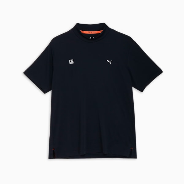 メンズ ゴルフ PUMA x FFTK ビッグ レーベル モックネック 半袖 ポロシャツ, PUMA Black, extralarge-JPN