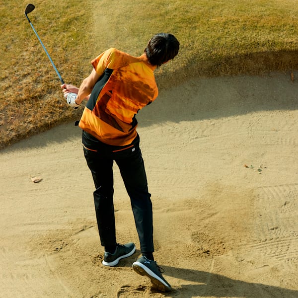 メンズ ゴルフ PUMA x FFTK AOP ジップアップ モックネック 半袖 シャツ, Rickie Orange, extralarge-JPN