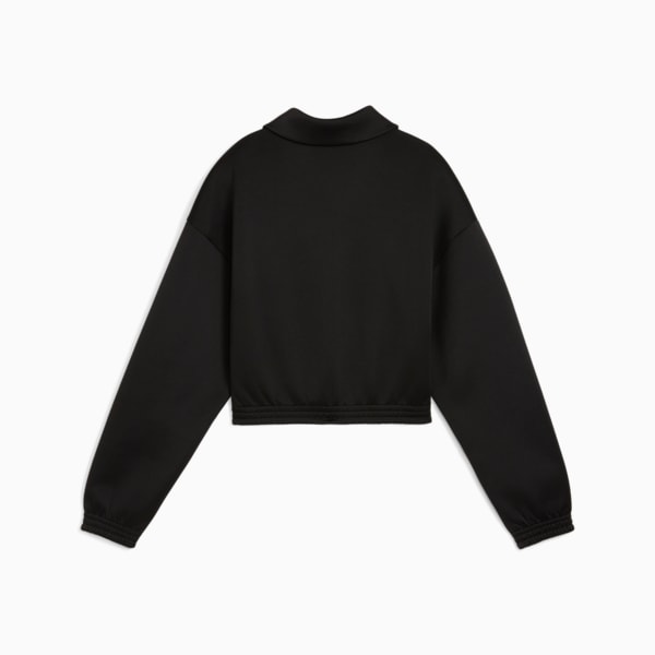 PUMA Women's Relaxed Crop Track Jacket, PUMA Black, extralarge