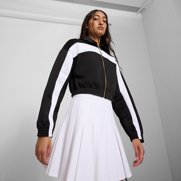 PUMA Women's Relaxed Crop Track Jacket, PUMA Black, extralarge