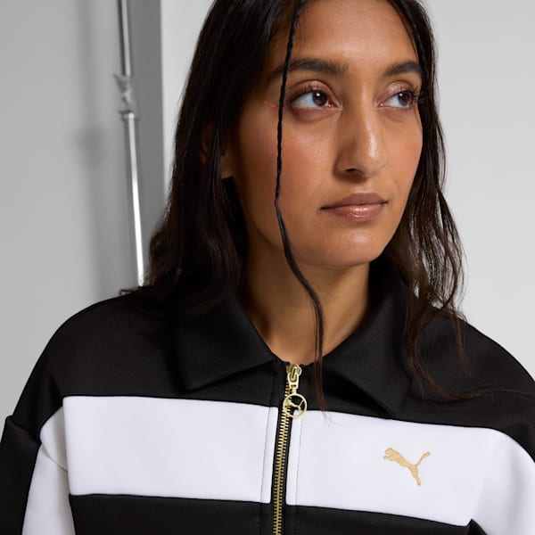 PUMA Women's Relaxed Crop Track Jacket, PUMA Black, extralarge