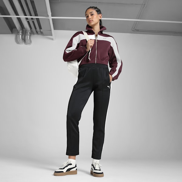 Women's Relaxed Fit Cropped Track Jacket, Ruby Shimmer, extralarge-IND