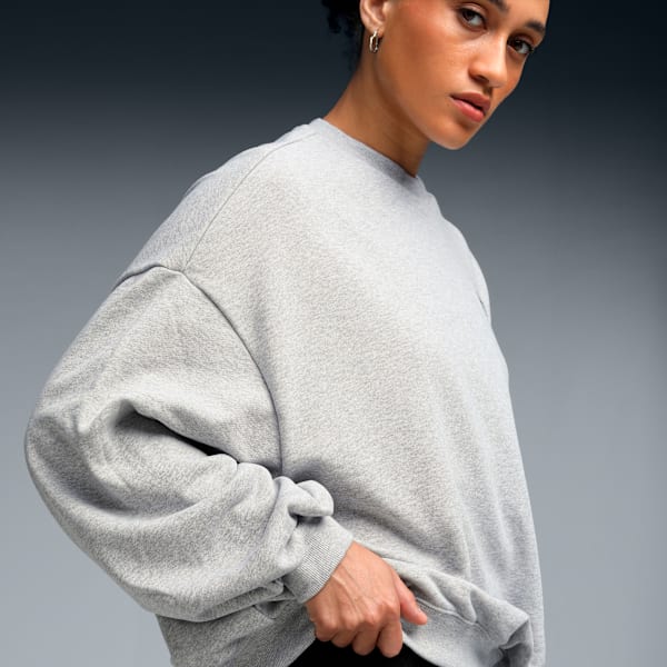 PUMA x ROSÉ Women's Oversized Crew Sweatshirt, Flat Light Gray Heather, extralarge-IND