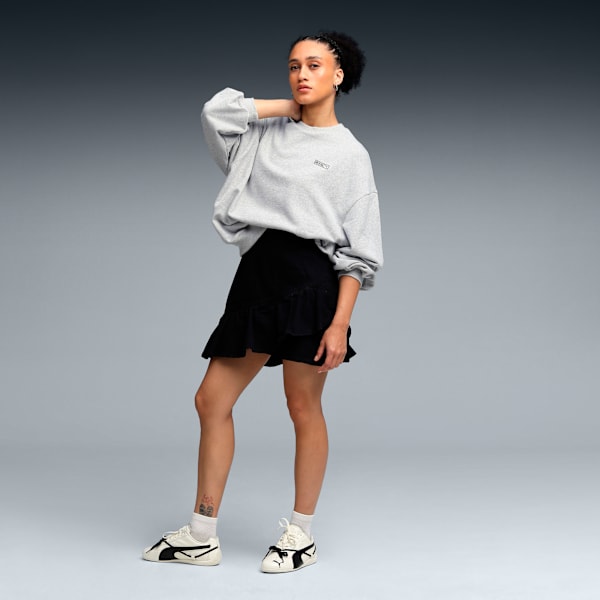 PUMA x ROSÉ Women's Oversized Crew Sweatshirt, Flat Light Gray Heather, extralarge-IND