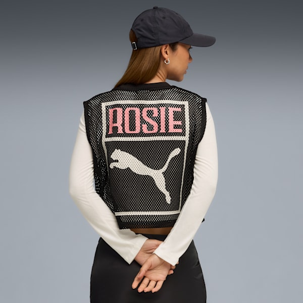 PUMA X ROSÉ Relaxed Mesh Top, PUMA Black, extralarge