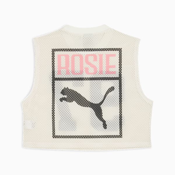 PUMA x ROSÉ Relaxed Mesh Top Women, Warm White, extralarge
