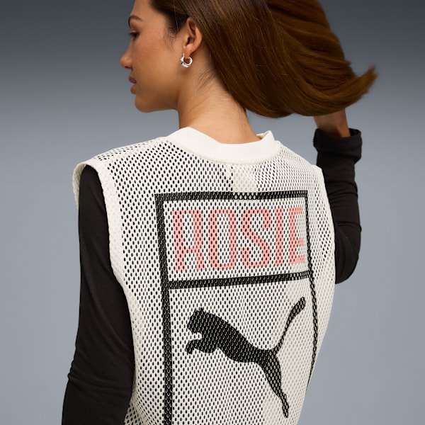 PUMA x ROSÉ Relaxed Mesh Top Women, Warm White, extralarge
