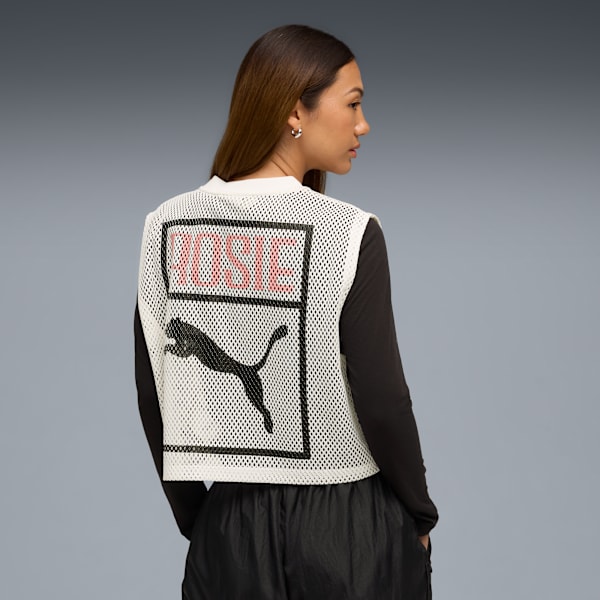 PUMA x ROSÉ Relaxed Mesh Top Women, Warm White, extralarge