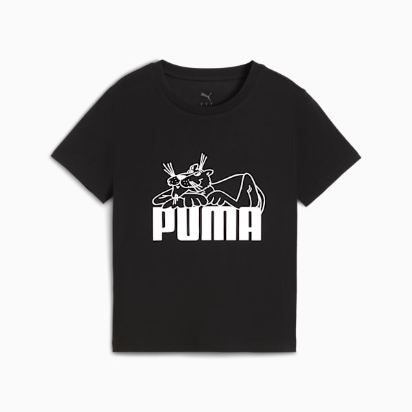 ウィメンズ グラフィック スーパー プーマ スリム ショート 半袖Tシャツ, PUMA Black, extralarge-JPN