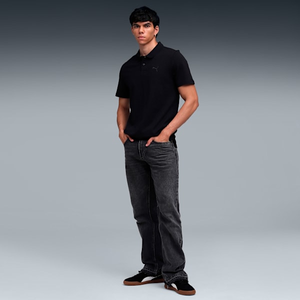 Premium Essentials Men's Jacquard Polo T-shirt, PUMA Black, extralarge-IND