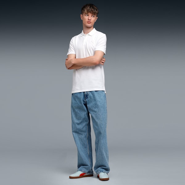 Premium Essentials Men's Slim Fit Jacquard Polo, PUMA White, extralarge-IND