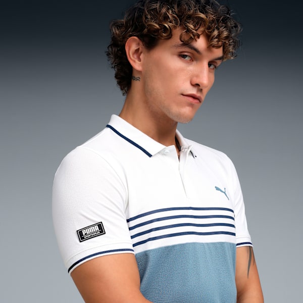 Wardrobe Essentials Men's Colorblock Polo, Cool Blue, extralarge-IND