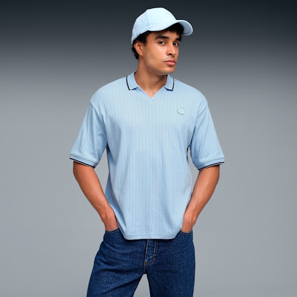 Premium Essentials Men's Boxy Fit Jacquard Rib Polo, Haute Tropic, extralarge-IND