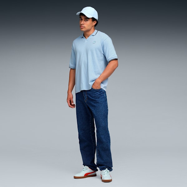 Premium Essentials Men's Boxy Fit Jacquard Rib Polo, Haute Tropic, extralarge-IND