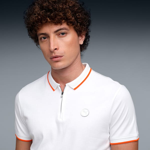 Premium Men's Slim Fit Zipper Placket Polo, PUMA White, extralarge-IND