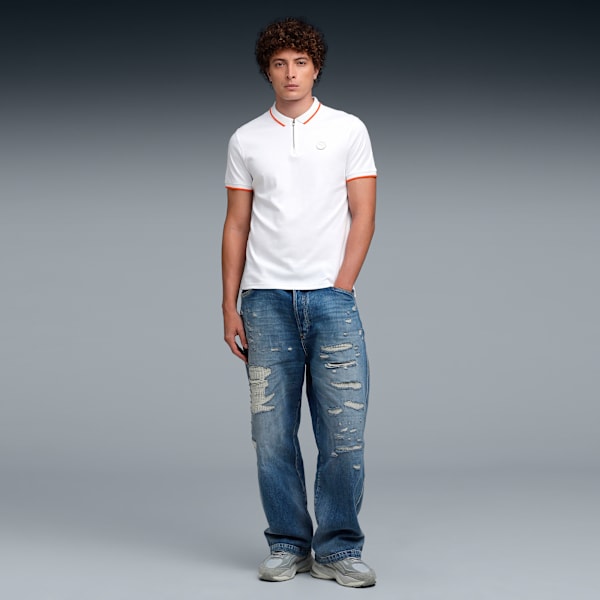 Premium Men's Slim Fit Zipper Placket Polo, PUMA White, extralarge-IND