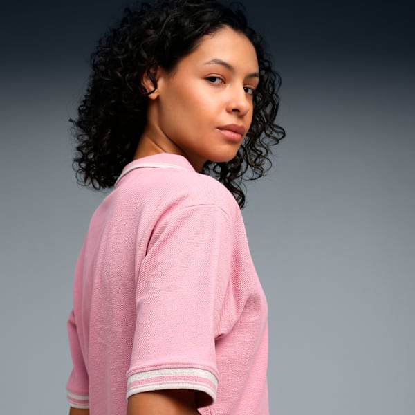 Wardrobe Essentials Women's Boxy Polo T-shirt, Poised Pink, extralarge-IND