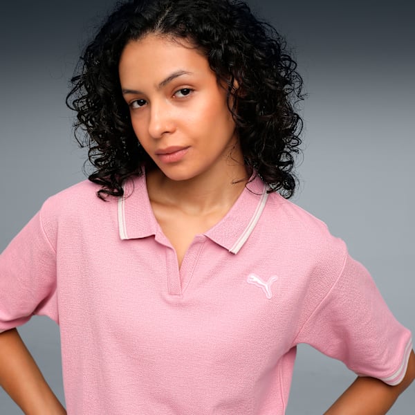Wardrobe Essentials Women's Boxy Fit Crop Polo, Poised Pink, extralarge-IND