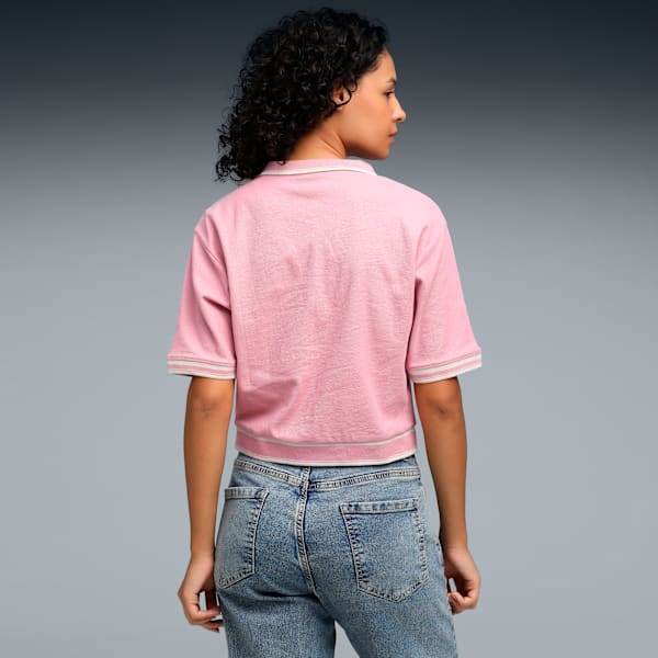 Wardrobe Essentials Women's Boxy Fit Crop Polo, Poised Pink, extralarge-IND