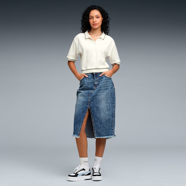 Wardrobe Essentials Women's Boxy Fit Crop Polo, Alpine Snow, extralarge-IND