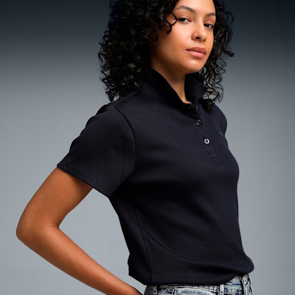Premium Essentials Women's Rib Polo T-shirt, New Navy, extralarge-IND
