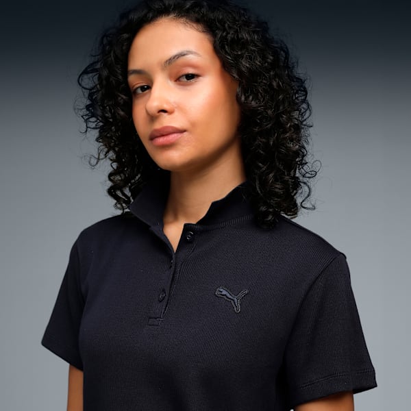 Premium Essentials Women's Rib Polo T-shirt, New Navy, extralarge-IND