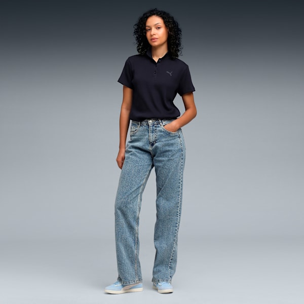 Premium Essentials Women's Rib Polo T-shirt, New Navy, extralarge-IND