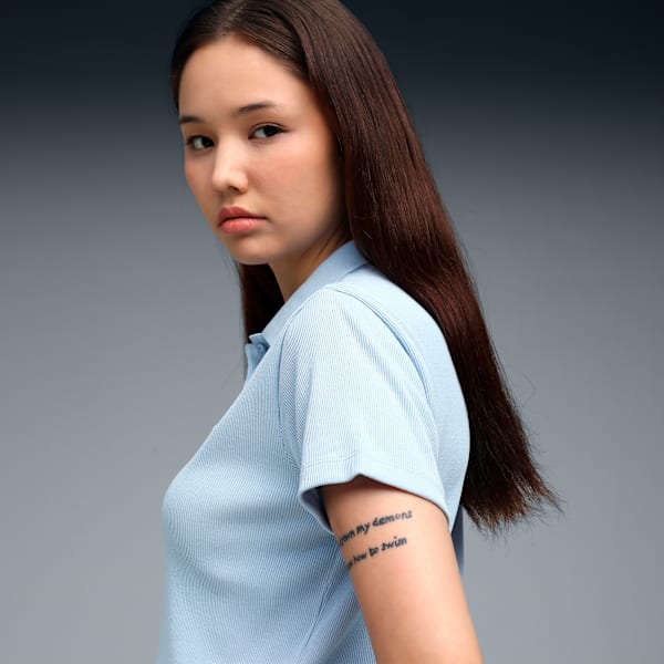 Premium Essentials Women's Rib Polo T-shirt, Haute Tropic, extralarge-IND