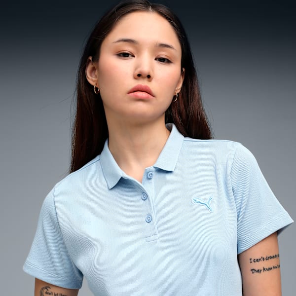 Premium Essentials Women's Rib Polo T-shirt, Haute Tropic, extralarge-IND