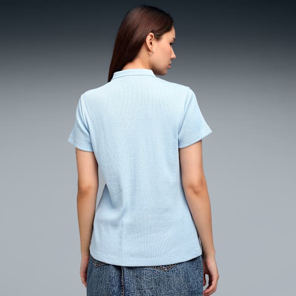 Premium Essentials Women's Rib Polo T-shirt, Haute Tropic, extralarge-IND