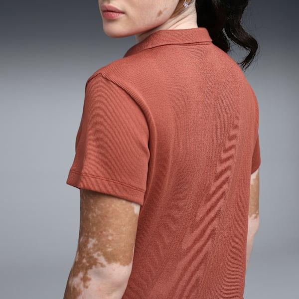 Premium Essentials Women's Rib Polo T-shirt, Exotic Red, extralarge-IND