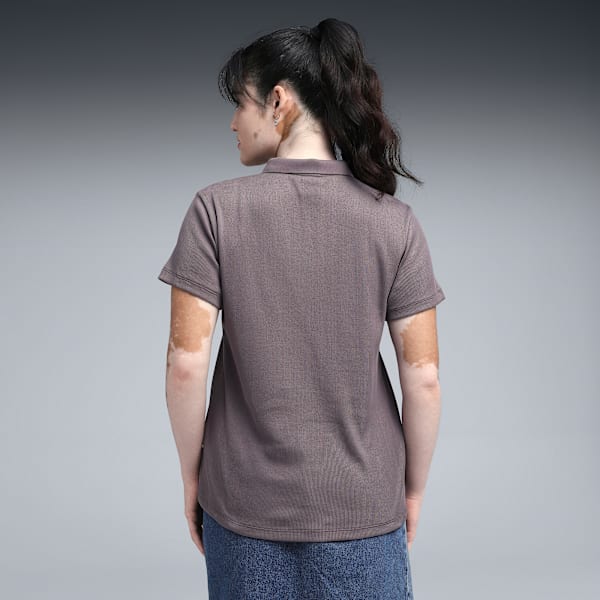 Premium Essentials Women's Rib Polo T-shirt, Raisin, extralarge-IND