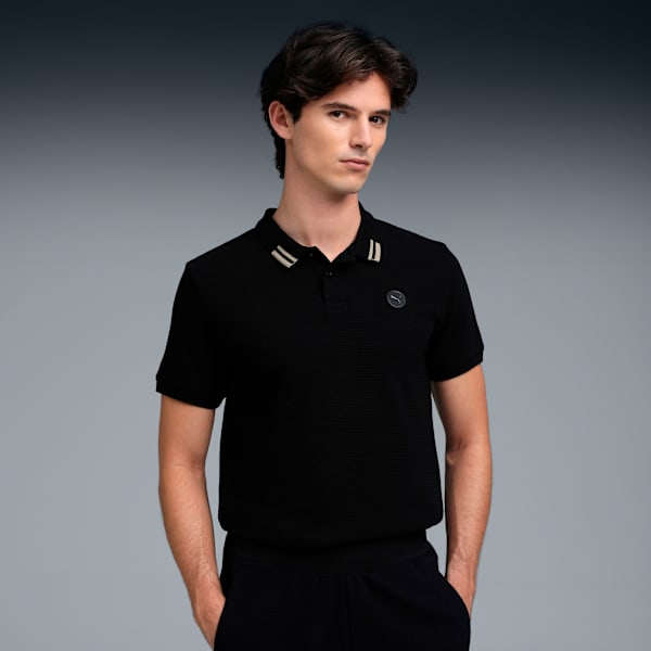 Wardrobe Essentials Men's Ottoman Knit Polo, PUMA Black, extralarge-IND