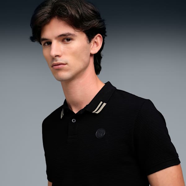 Wardrobe Essentials Men's Ottoman Knit Polo, PUMA Black, extralarge-IND