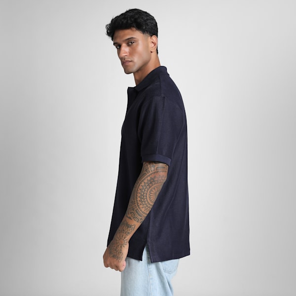 PREMIUM Relaxed Fit Jacquard Polo, New Navy, extralarge-IND