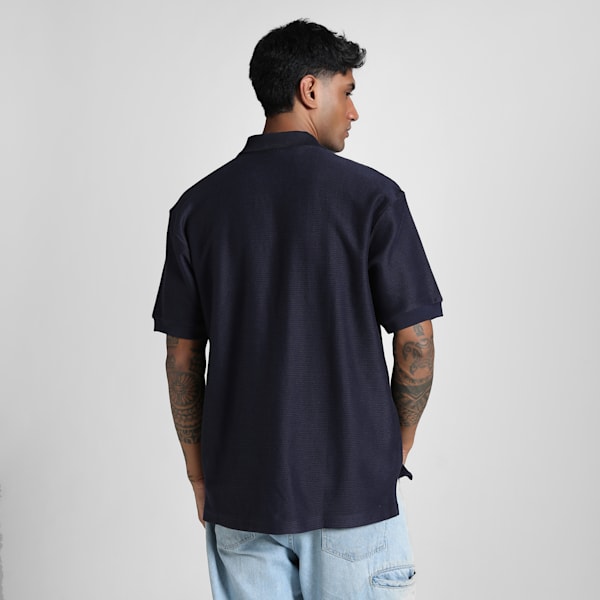 PREMIUM Relaxed Fit Jacquard Polo, New Navy, extralarge-IND