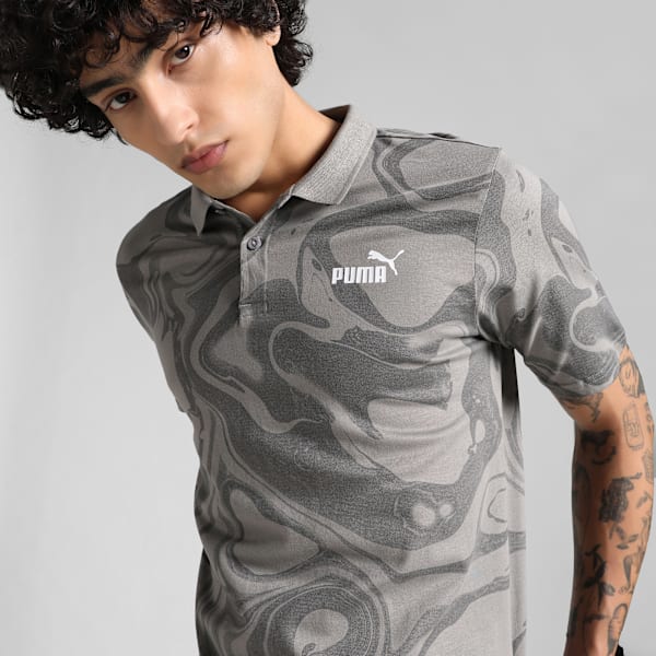 Premium Essentials Abstract Men's Regular Fit Polo, Stormy Slate, extralarge-IND