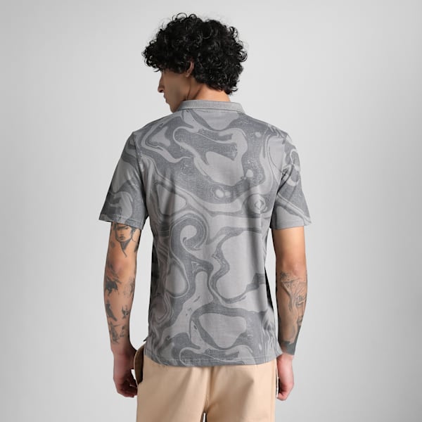 Premium Essentials Abstract Men's Regular Fit Polo, Stormy Slate, extralarge-IND