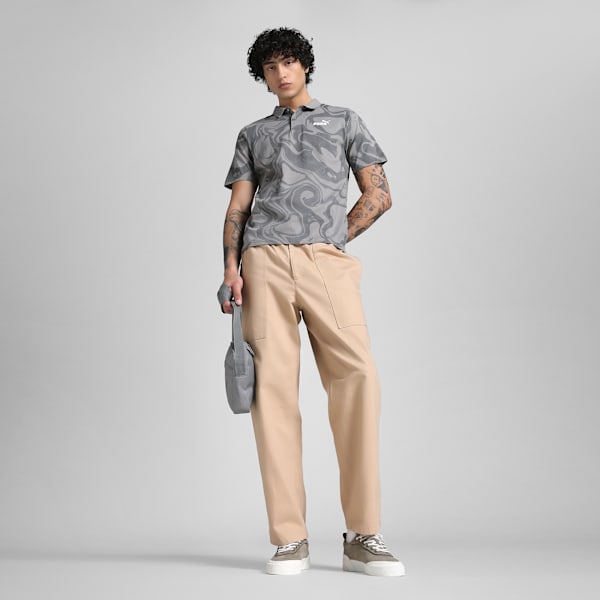 Premium Essentials Abstract Men's Regular Fit Polo, Stormy Slate, extralarge-IND