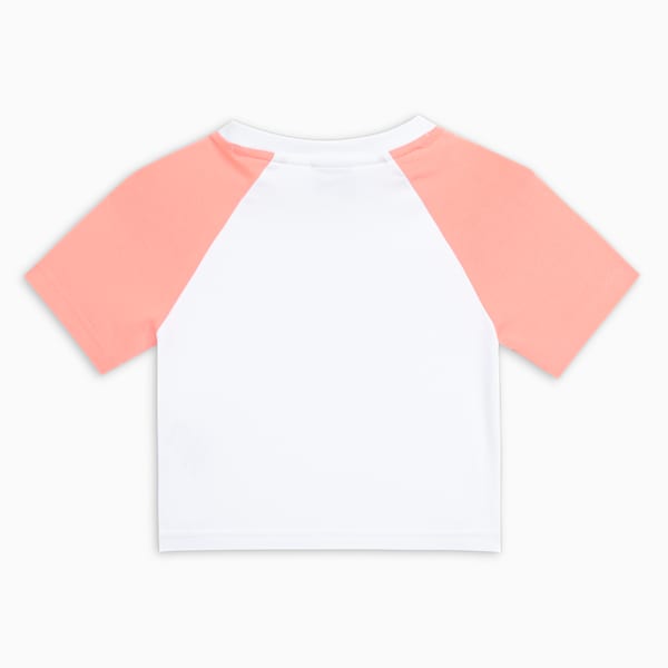 BUTTERFLY VIBE Youth Slim Fit Crop Tee, PUMA White-Pink Fruit, extralarge-IND