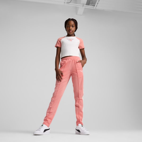 BUTTERFLY VIBE Youth Slim Fit Crop Tee, PUMA White-Pink Fruit, extralarge-IND