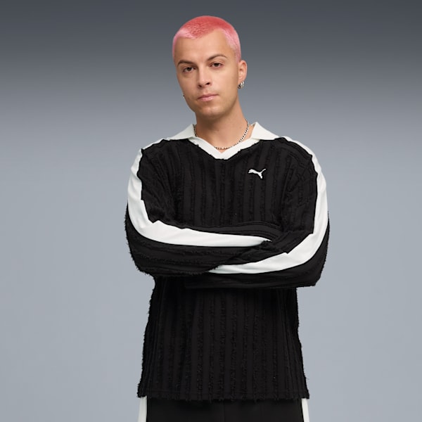 T7 Relaxed Long Sleeve Polo Men, PUMA Black, extralarge-GBR