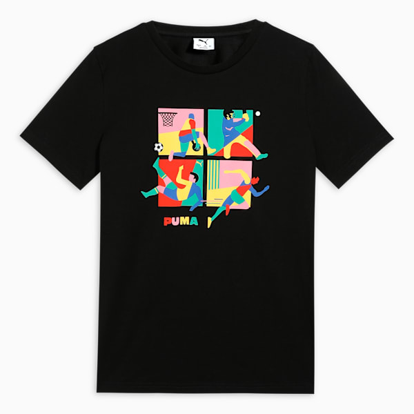 Curious Explorers Youth Regular Fit Cotton T-shirt, PUMA Black, extralarge-IND