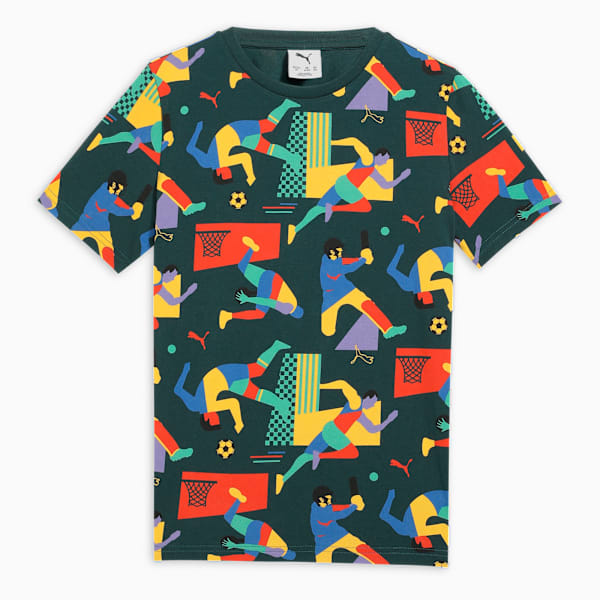 Curious Explorers Youth All-Over-Printed T-shirt, Green Terrain, extralarge-IND