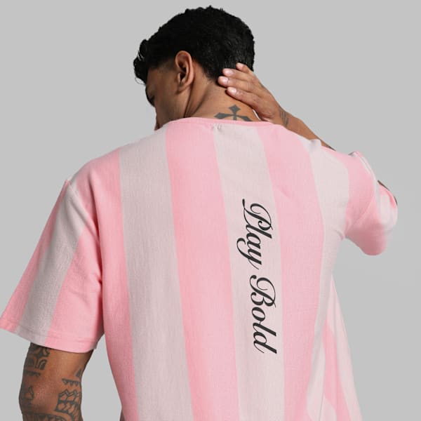 PUMA x RCB Men's Retro Striper T-Shirt, Pinkscape, extralarge-IND
