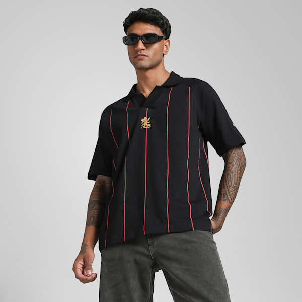 PUMA x RCB Men's Relaxed Fit Striper Polo, PUMA Black, extralarge-IND
